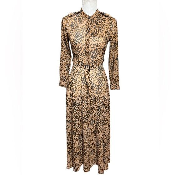Banana Republic NWT 00 Petite Heritage Sheer Leopard Print Maxi Shirtdress Dress - Picture 1 of 6